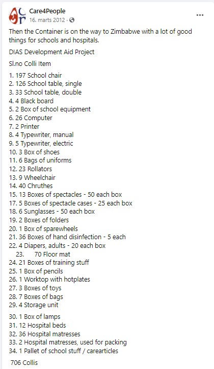 container 2012 liste